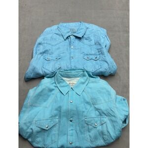 Ryan Michael Light Blue Chambray Western Snap Front Shirt Men's XL Lot of 2